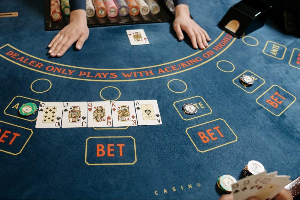 Cards and Tokens on Baccarat Table