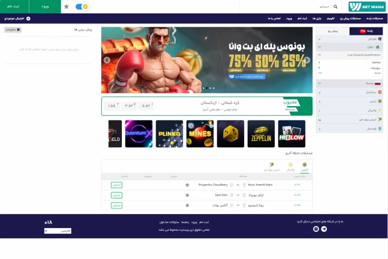 معرفی و بررسی سایت شرط بندی بت وانا (Bet Wana)