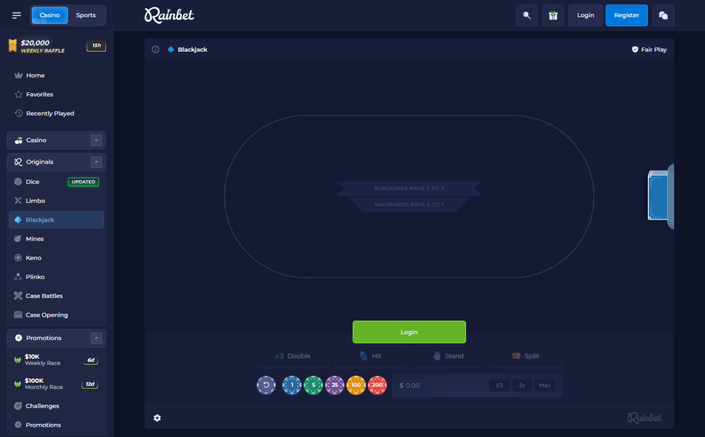 screencapture rainbet casino originals blackjack 2025 07 19 14 05 26