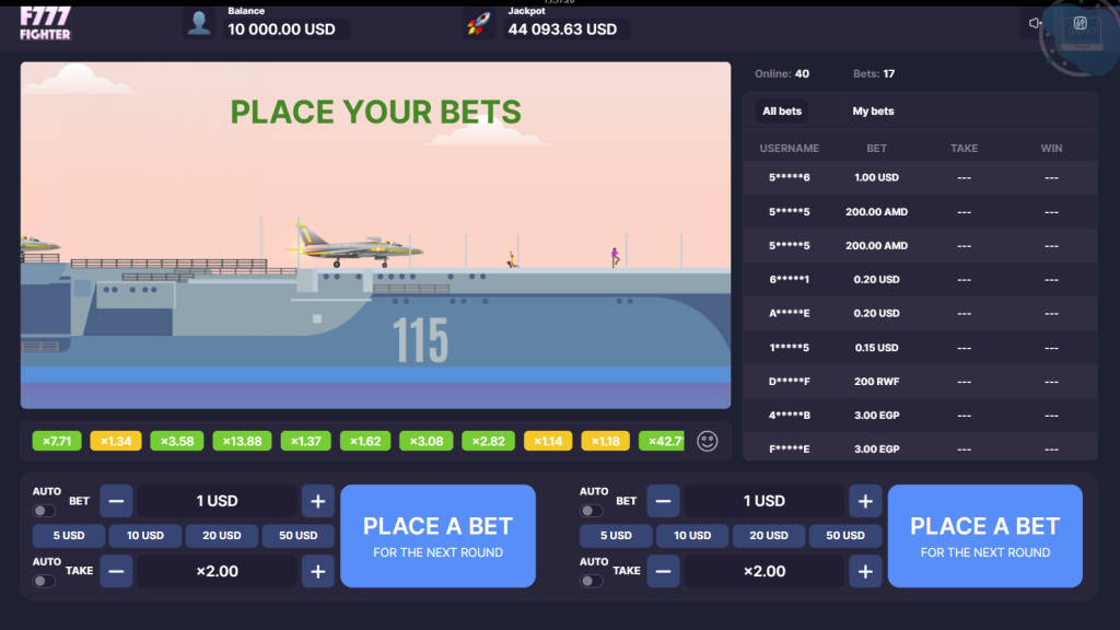 f777fighter placing bets