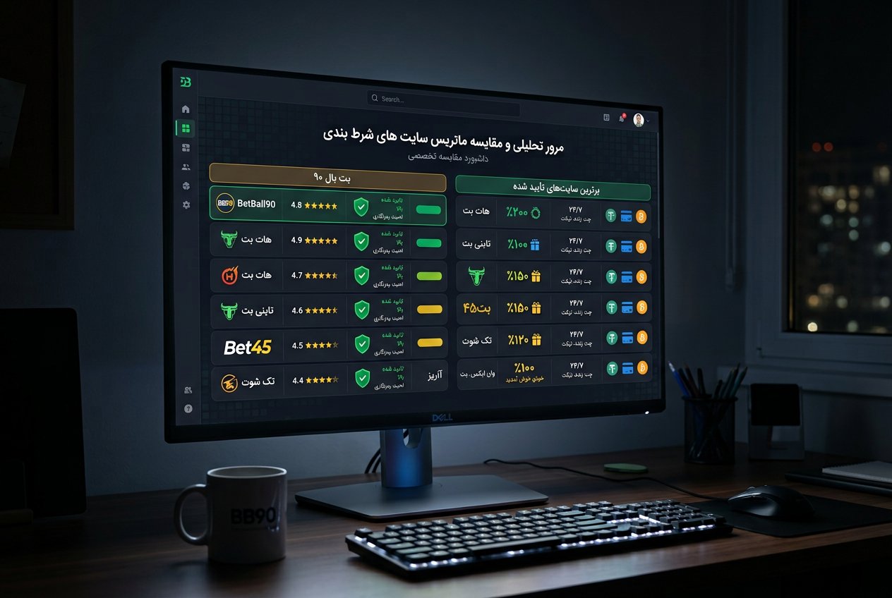 جدول مقایسه اعتبار و امکانات بت بال 90 با سایت های برتر ایرانی