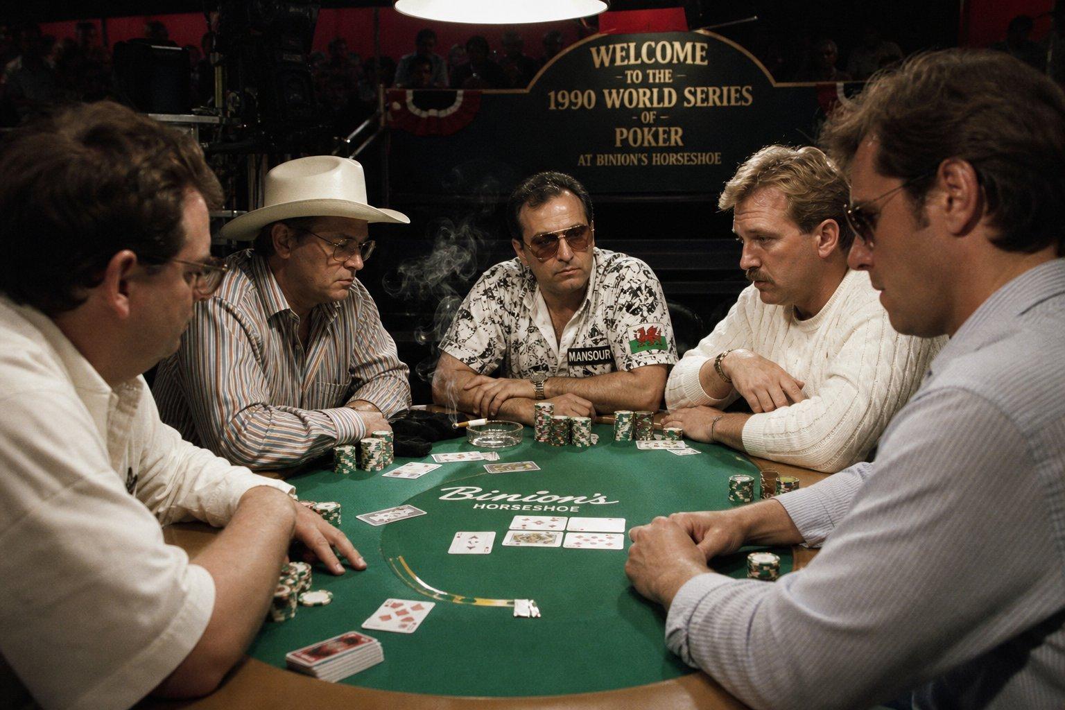 میز فینال WSOP 1990 با حضور منصور مطلوبی و هانس لوند در لاس وگاس