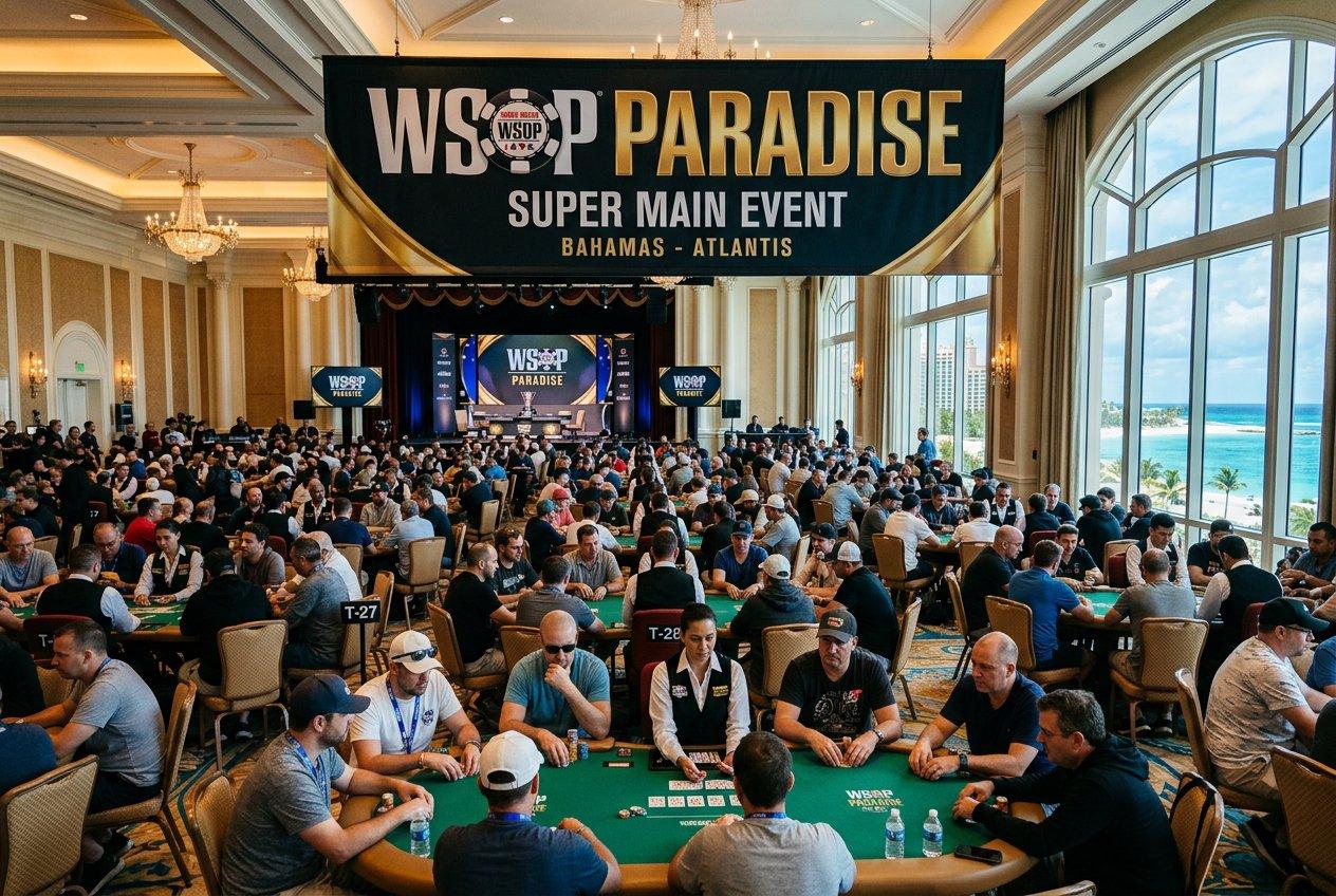 مسابقات جهانی پوکر (WSOP) چیست؟ تاریخچه، قوانین و قهرمانان ۲۰۲۶ 7 میزهای پوکر WSOP Paradise و سوپر مین اونت در ریزرت بهامار باهاما