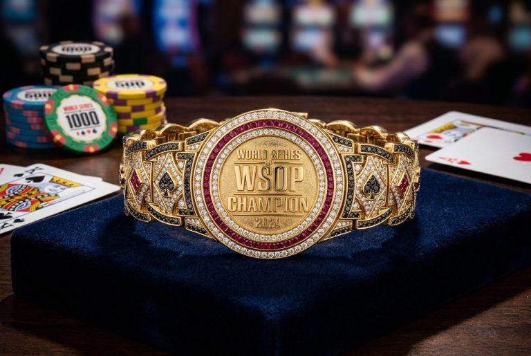 دستبند طلای WSOP جایزه افسانه‌ای مسابقات جهانی پوکر با الماس و یاقوت