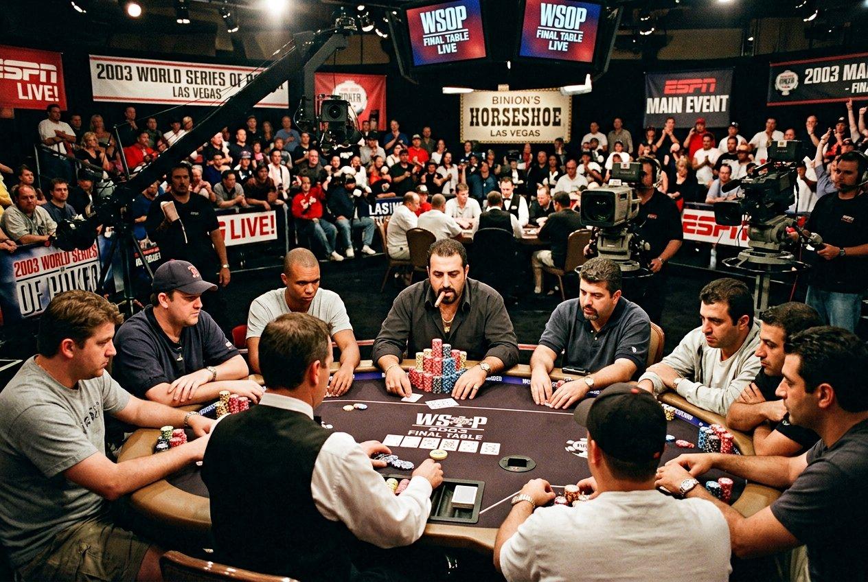 بیوگرافی امیر واحدی؛ از جبهه جنگ تا دستبند طلای WSOP 5 میز فینال مین ایونت WSOP سال ۲۰۰۳ با حضور امیر واحدی